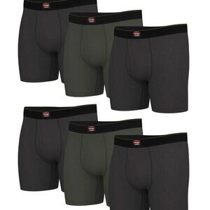 NWT Wrangler Workwear Men’s 6" Performance Boxer Briefs – 6-Pack Black/Grey